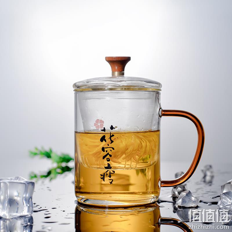 朴原良品 中式木珠盖纯色复古玻璃茶杯400mL 带滤网 13.8元包邮（需用券） 值值值-买手聚集的地方