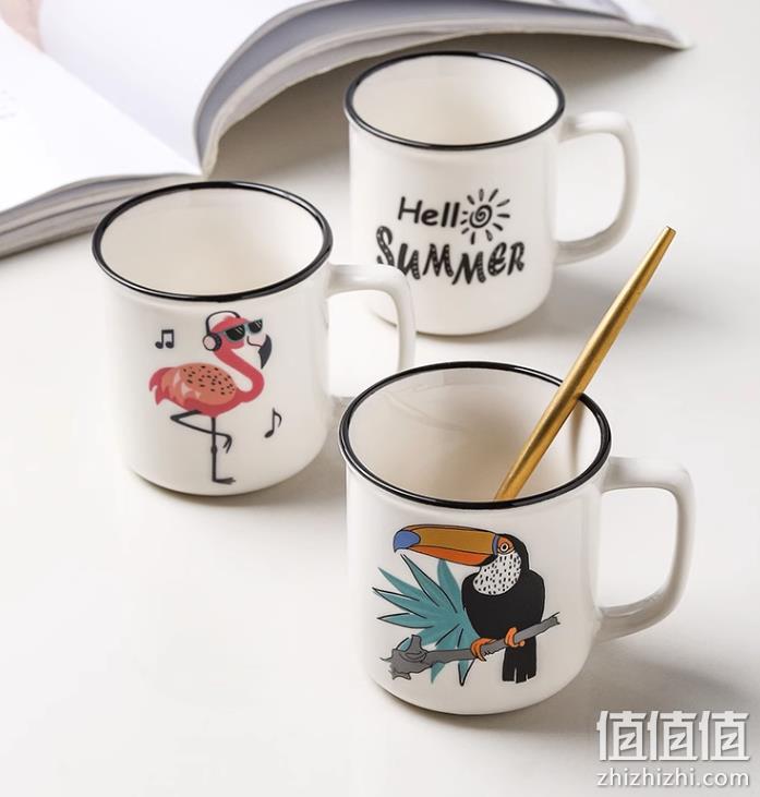 Evergreen 爱屋格林 创意可爱陶瓷杯马克杯茶杯 4个装 19.9元包邮（需领券） 值值值-买手聚集的地方