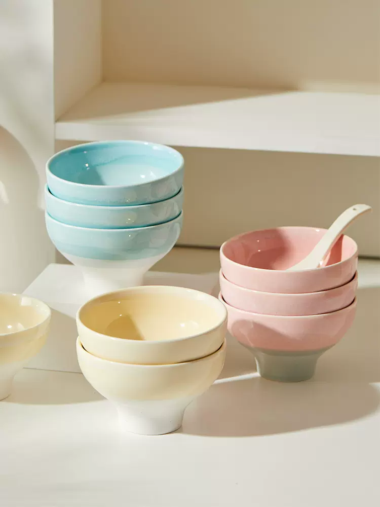 釉下彩，陶典 窑变釉工艺高脚饭碗 4.5英寸*4个 多色 10.9元包邮（拍4件） 值值值-买手聚集的地方