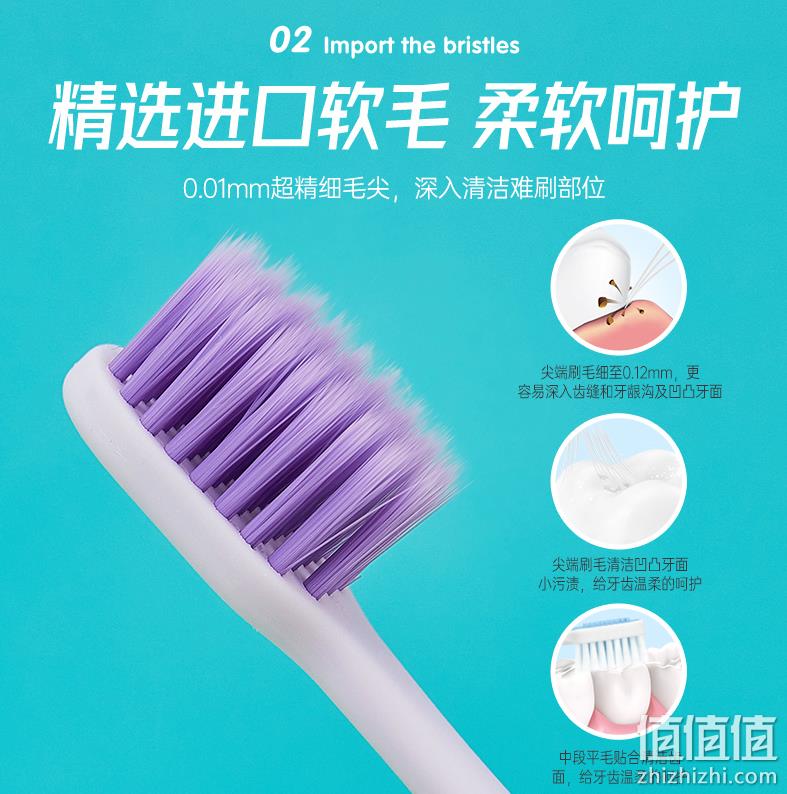 纳美 磨尖丝46孔宽头软毛牙刷 6支装 史低9.9元包邮（需领券） 值值值-买手聚集的地方