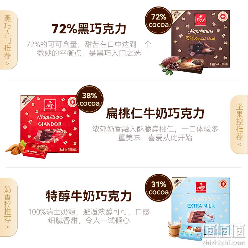 瑞士百年经典巧克力品牌，FREY 飞瑞尔 72%黑巧克力排块 56g*3盒 19元包邮（6.33元/盒） 值值值-买手聚集的地方