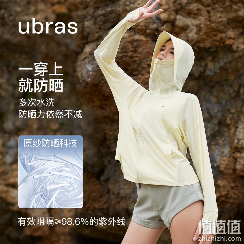 PLUS会员，Ubras 女款羽柔凉感连帽防晒衣 USK331011 64元包邮（需领券） 值值值-买手聚集的地方
