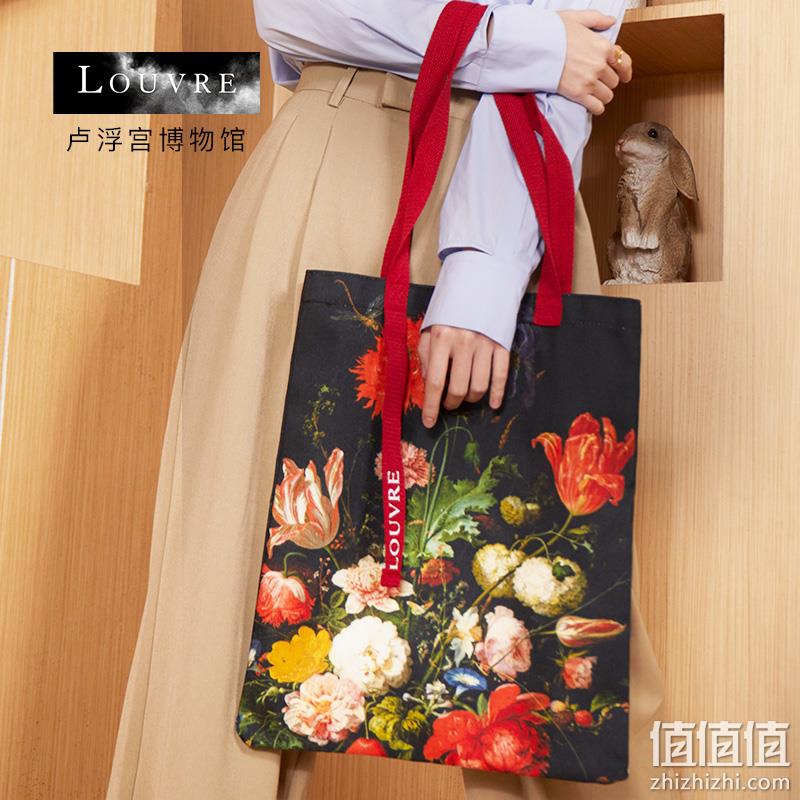 LOUVRE  卢浮宫博物馆  中号花卉帆布袋 27.1元包邮（双重优惠） 值值值-买手聚集的地方