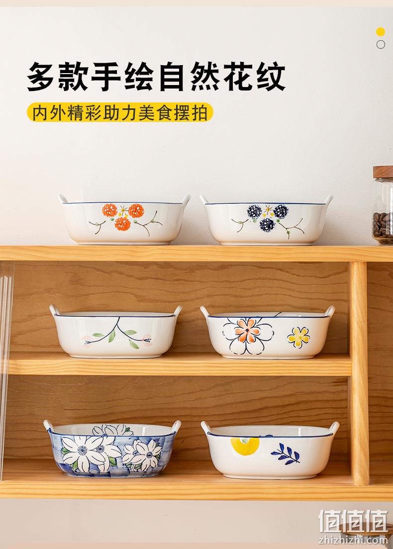 釉下彩，宋青窑 烘焙烤盘陶瓷双耳盘*2只 史低24.8元包邮（拍2件） 值值值-买手聚集的地方