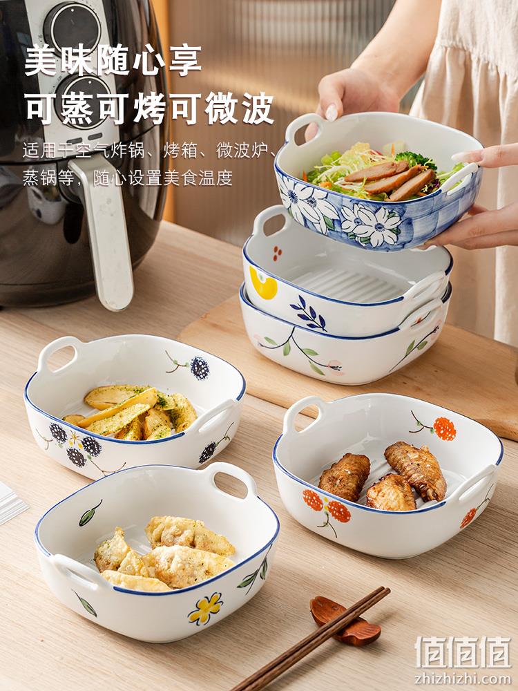 釉下彩，宋青窑 烘焙烤盘陶瓷双耳盘*2只 史低24.8元包邮（拍2件） 值值值-买手聚集的地方
