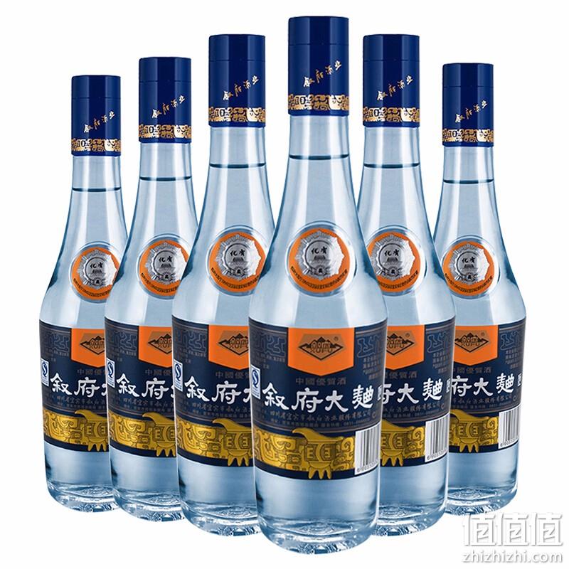 国家银质奖，叙府大曲 蓝标 52°浓香型白酒500mL*6瓶 218元包邮（双重优惠） 值值值-买手聚集的地方