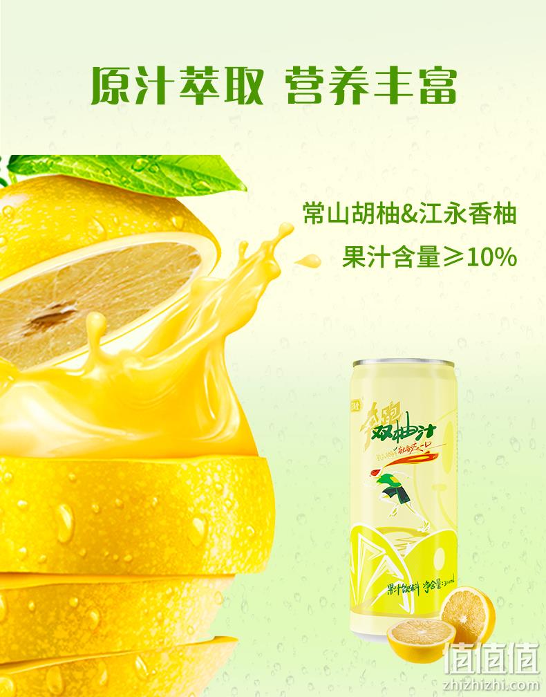 正鸿堂 网红饮品双柚汁复合果汁饮料 310ml*8罐/箱 14.9元包邮（需领券） 值值值-买手聚集的地方