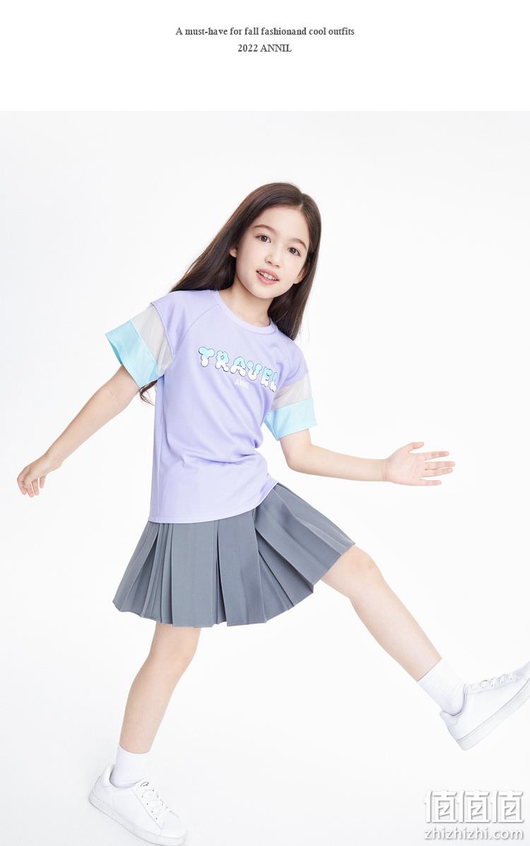 安奈儿 2023夏新款女童洋气吸湿速干短袖T恤 （110~170码）多款 新低39元包邮（需领券） 值值值-买手聚集的地方