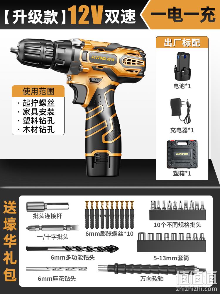劲将 充电式 12V单速多功能手电钻1电1充 送两用批头1个 39元包邮起（需领券） 值值值-买手聚集的地方