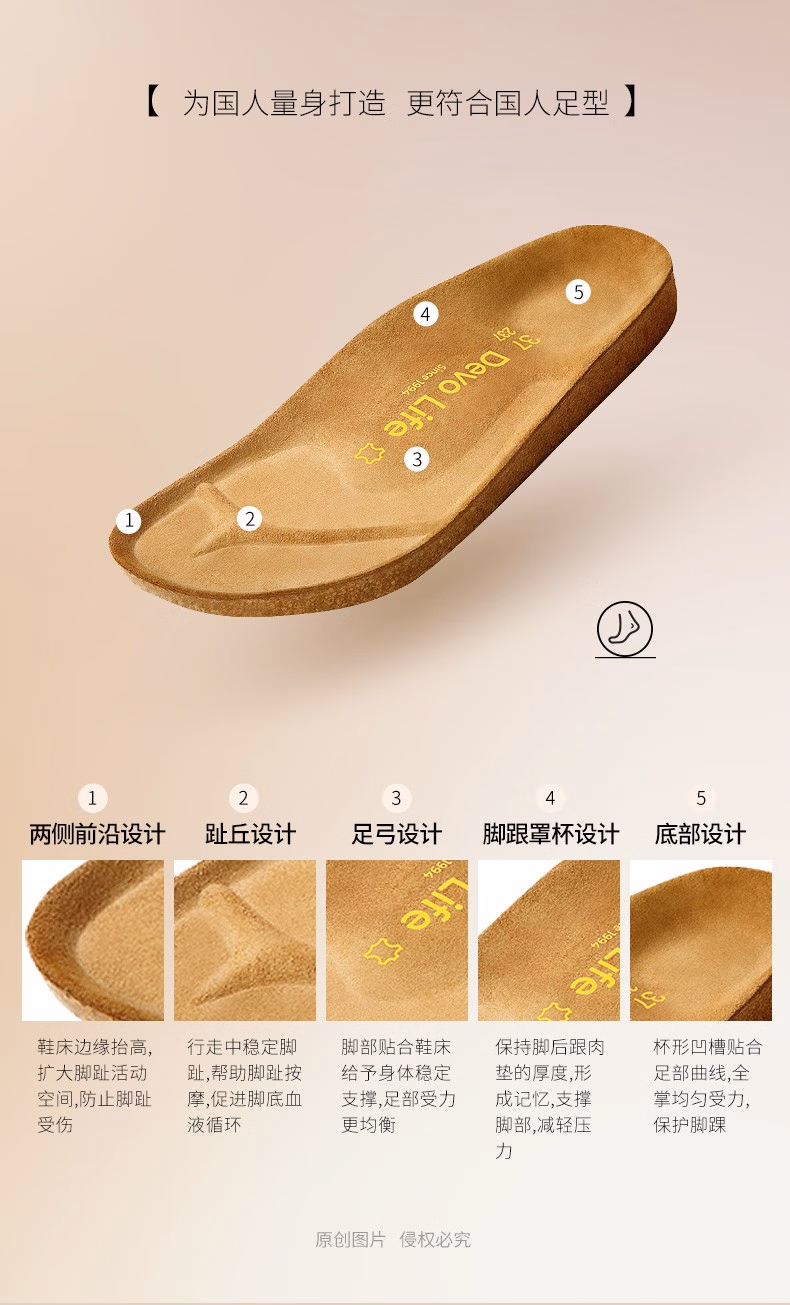 Devo Life 的沃 男女同款复古油蜡皮包头勃肯鞋拖鞋 239元包邮（需领券） 值值值-买手聚集的地方