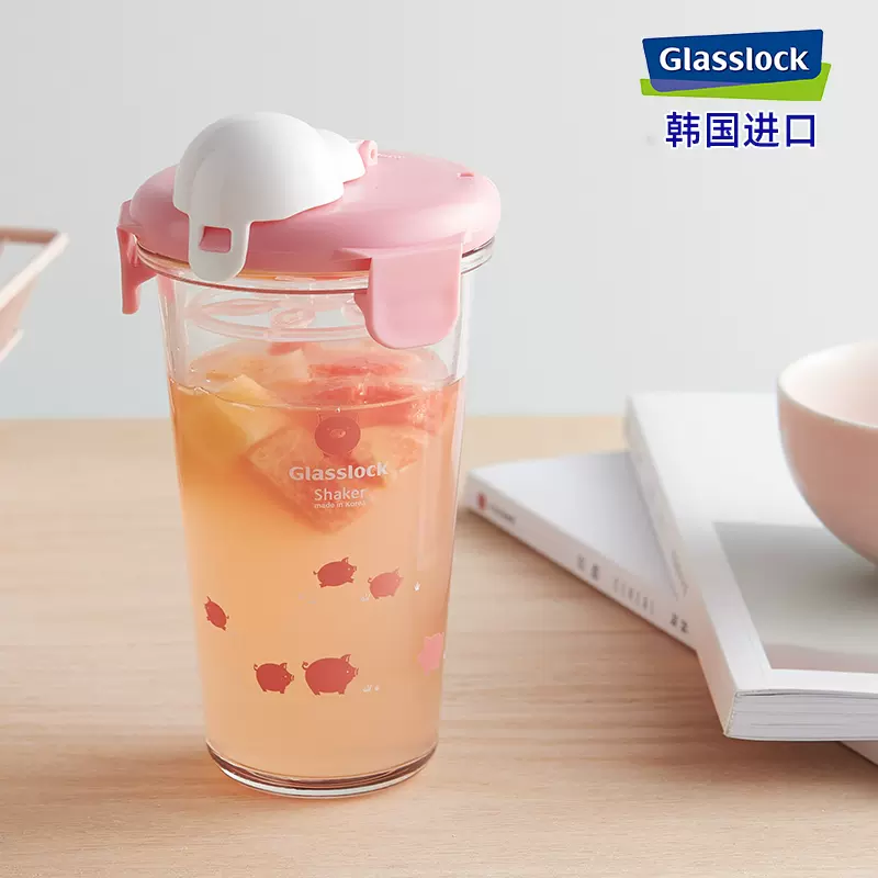 韩国进口，Glasslock PC618 创意刻度玻璃杯450mL 送杯绳 14.9元包邮（需用券） 值值值-买手聚集的地方