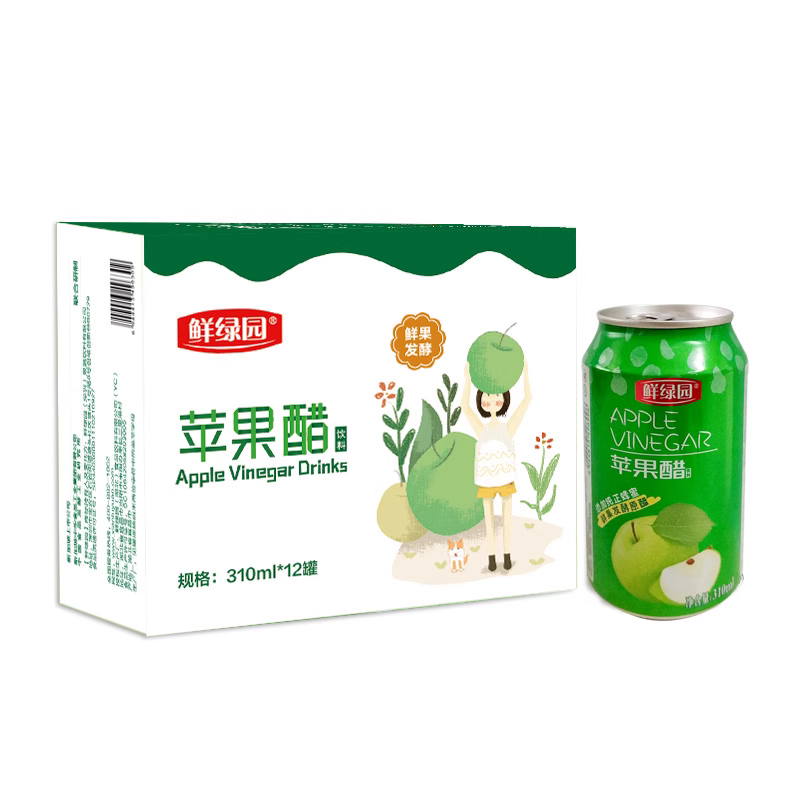 鲜绿园 苹果醋 310ml*12罐 29.9元包邮（双重优惠） 值值值-买手聚集的地方