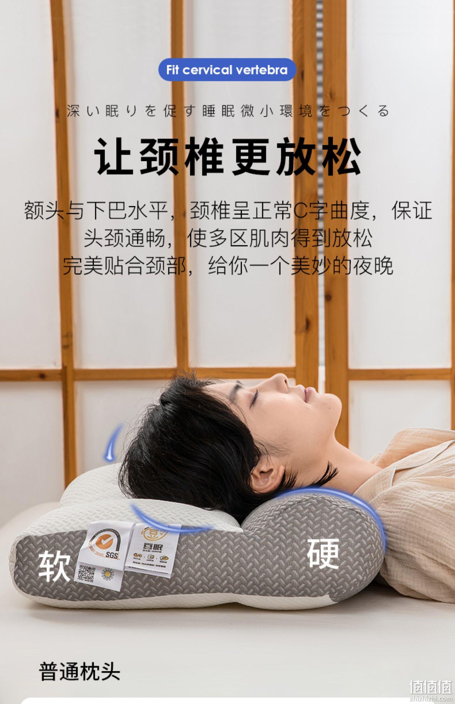 紫罗兰 人体工程学反弓牵引分区舒颈枕头 单只 39元包邮（需领券） 值值值-买手聚集的地方