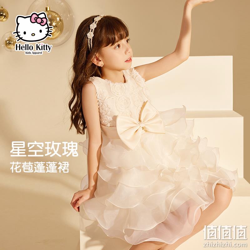 清仓低价，Hello Kitty 夏季女童玫瑰蝴蝶结公裙礼服裙（110~160码） 3款 89元包邮（需领券） 值值值-买手聚集的地方