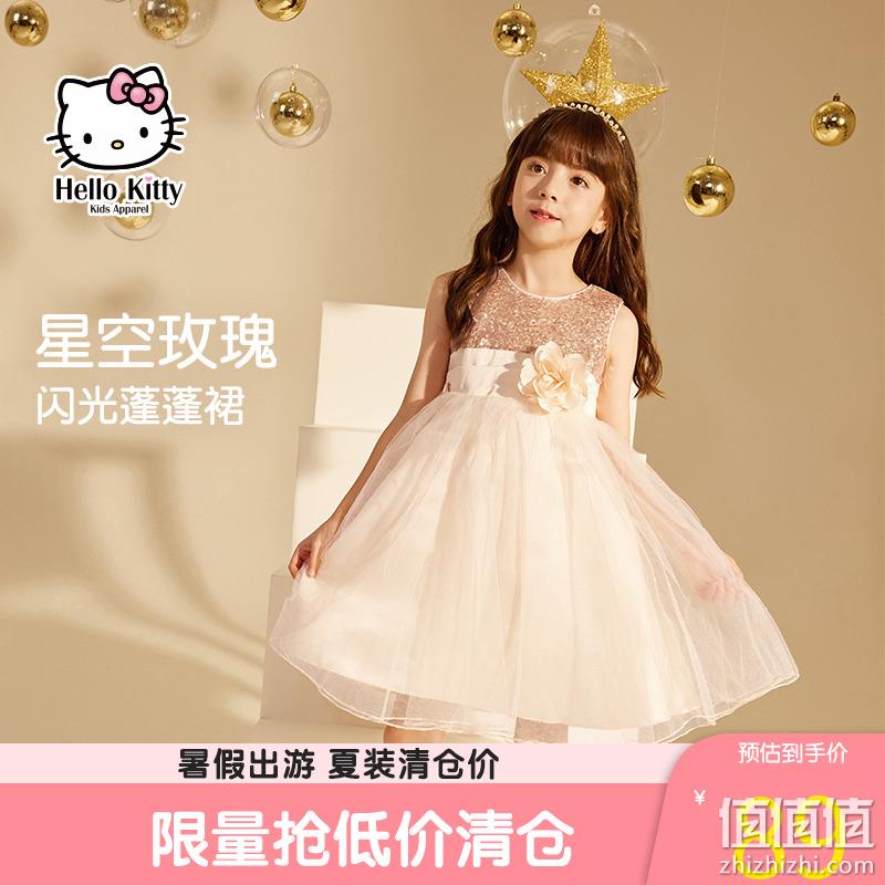 清仓低价，Hello Kitty 夏季女童玫瑰蝴蝶结公裙礼服裙（110~160码） 3款 89元包邮（需领券） 值值值-买手聚集的地方