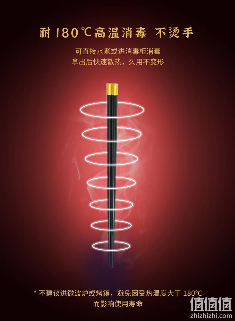 共禾京品 X 周大福联名 箸福合金筷 5双装 9.9元包邮（需领券） 值值值-买手聚集的地方