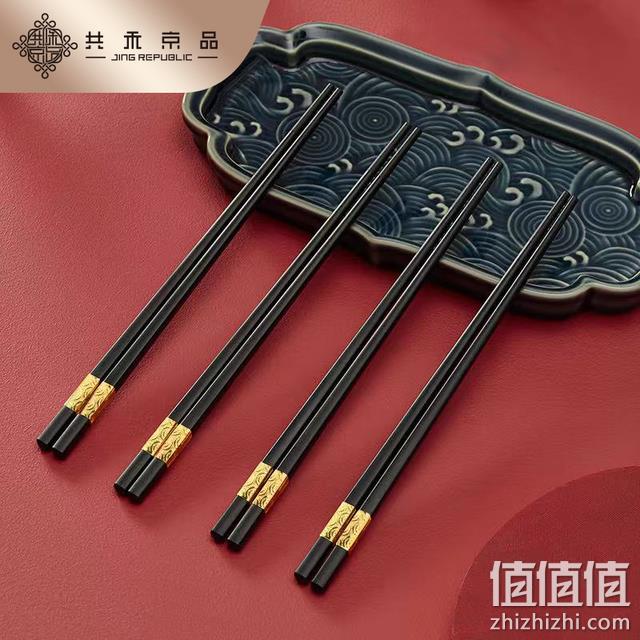 共禾京品 X 周大福联名 箸福合金筷 5双装 9.9元包邮（需领券） 值值值-买手聚集的地方