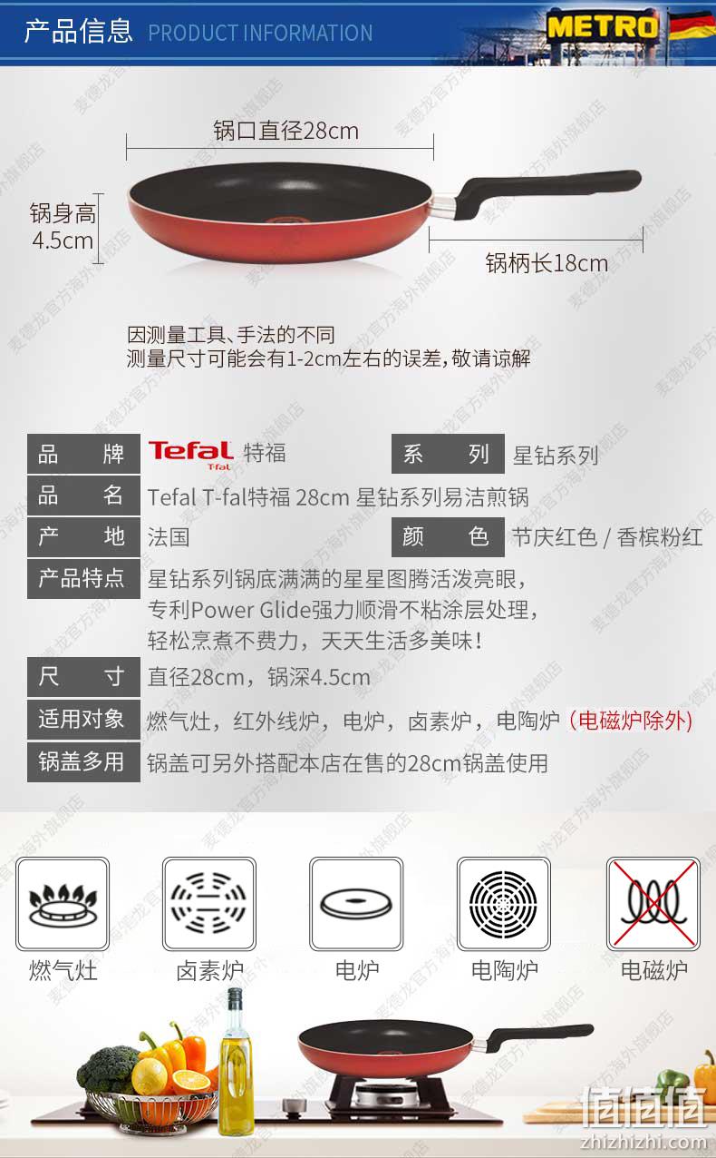法国原装进口，Tefal 特福 B28806 星钻系列 红点不粘平底煎锅 28cm 新低143.5元包税包邮（双重优惠） 值值值-买手聚集的地方