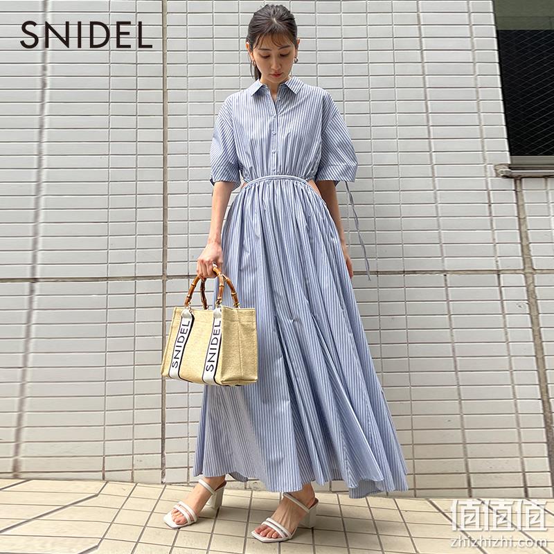 SNIDEL 2023夏季新品女式皱褶袖露腰衬衫连衣裙 SWFO232044 513.66元（天猫折后1165元） 值值值-买手聚集的地方