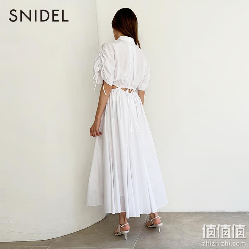 SNIDEL 2023夏季新品女式皱褶袖露腰衬衫连衣裙 SWFO232044 513.66元（天猫折后1165元） 值值值-买手聚集的地方