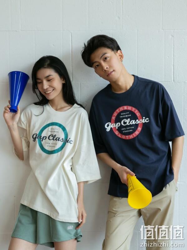 Gap 盖璞  23夏季新款情侣纯棉落肩短袖T恤 858370   7色 59元包邮 值值值-买手聚集的地方