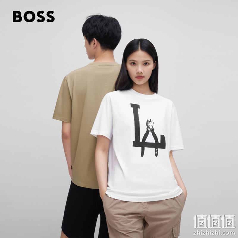 HUGO BOSS 雨果·博斯 23夏新款男女同款徽标纯棉平纹针织短袖T恤 50491713 新低200.3元（天猫680元） 值值值-买手聚集的地方