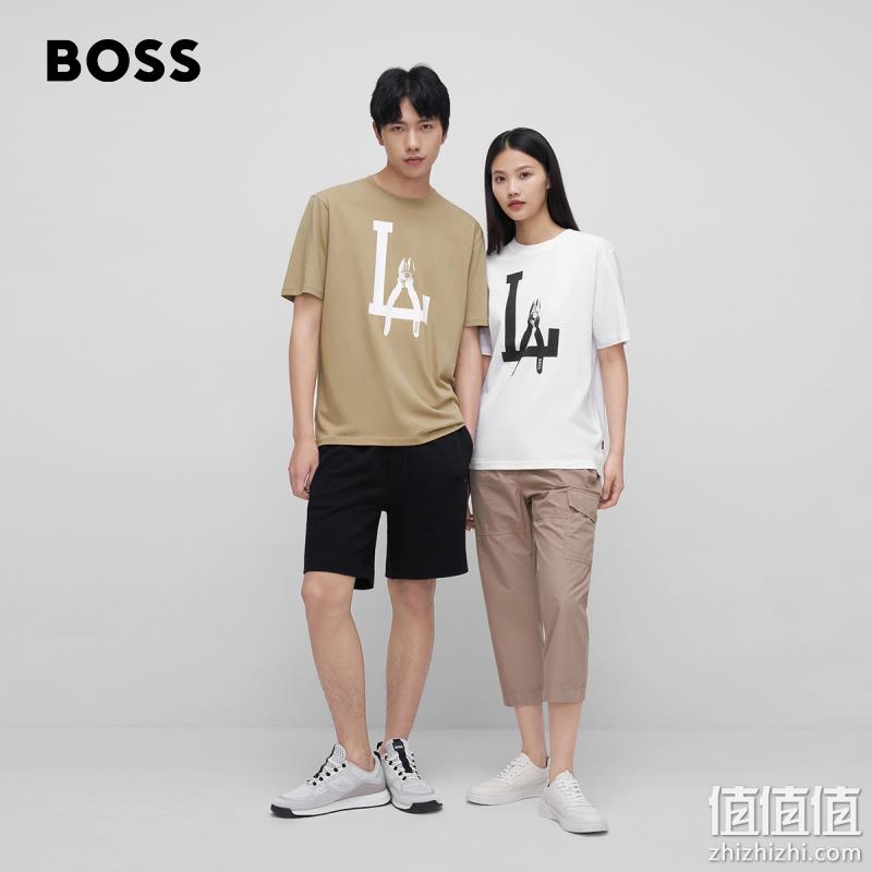 HUGO BOSS 雨果·博斯 23夏新款男女同款徽标纯棉平纹针织短袖T恤 50491713 新低200.3元（天猫680元） 值值值-买手聚集的地方