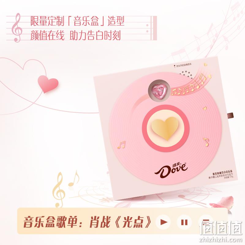 七夕礼物，德芙 心之恋曲告白音乐礼盒 74元包邮（需领券） 值值值-买手聚集的地方
