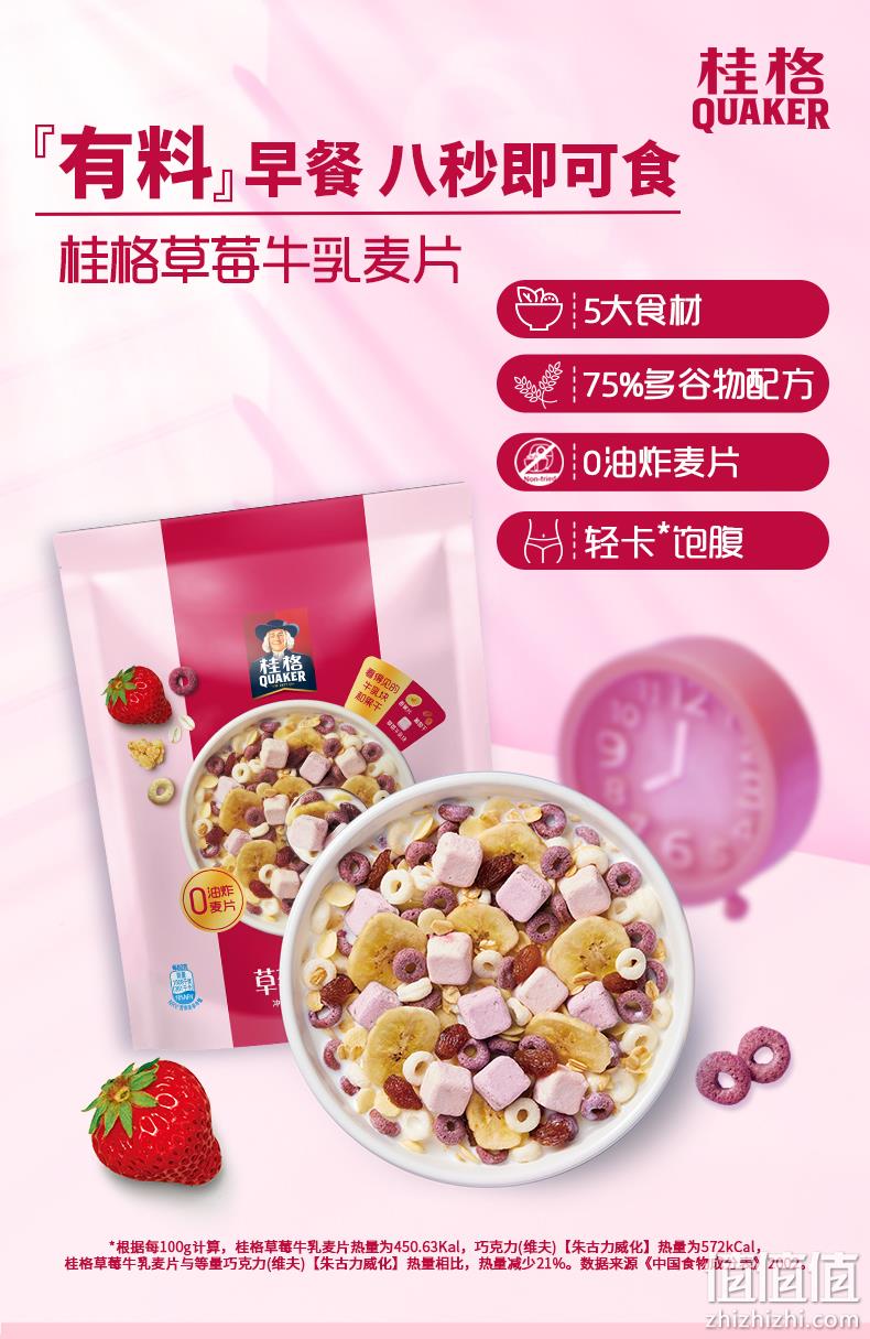 桂格 麦果脆 草莓牛乳麦片 330g 14.9元包邮（需用券） 值值值-买手聚集的地方