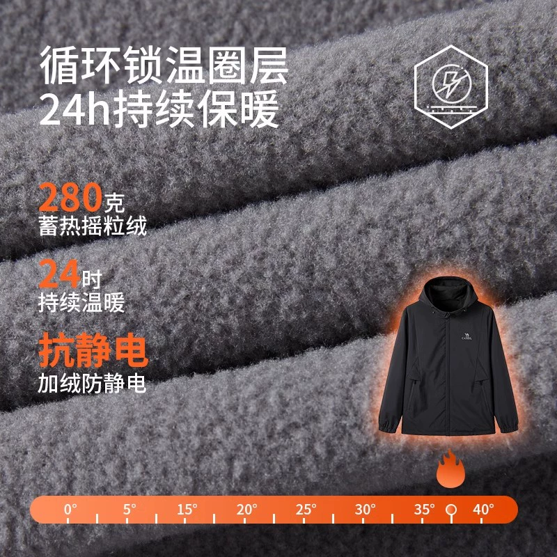 Camel 骆驼 23秋季新款男女同款加绒连帽夹克 MG12266118 199元包邮（双重优惠） 值值值-买手聚集的地方