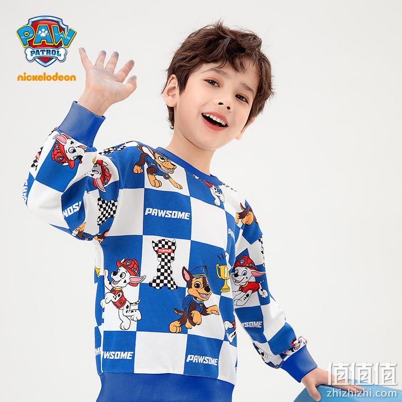 Paw Patrol 汪汪队立大功 男童棋盘印花圆领卫衣  2色 49元包邮（需领券） 值值值-买手聚集的地方