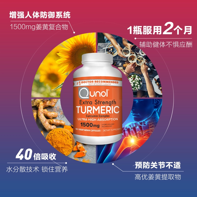 Qunol 酋诺 超级姜黄素软胶囊 1000mg*120粒 215.85元（天猫旗舰店券后319元） 值值值-买手聚集的地方