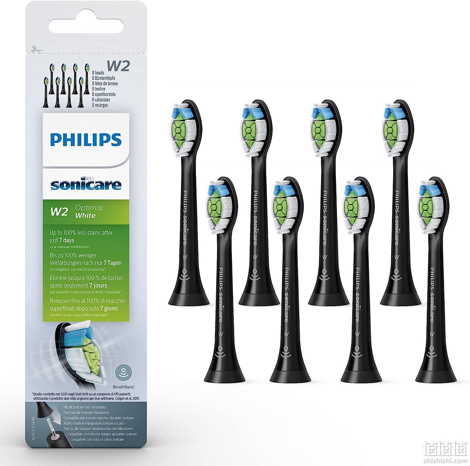 亚马逊销冠！Philips飞利浦 HX6068/13 钻石亮白型声波震动牙刷刷头 8支装 187.86元（可3件92折） 值值值-买手聚集的地方