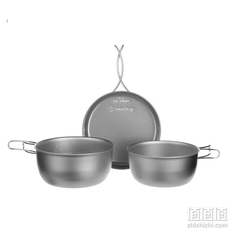 日本顶级户外品牌，Snow Peak 雪峰 户外钛制折叠锅具3件套 STW-001T 新低251.52元（可3件9折） 值值值-买手聚集的地方