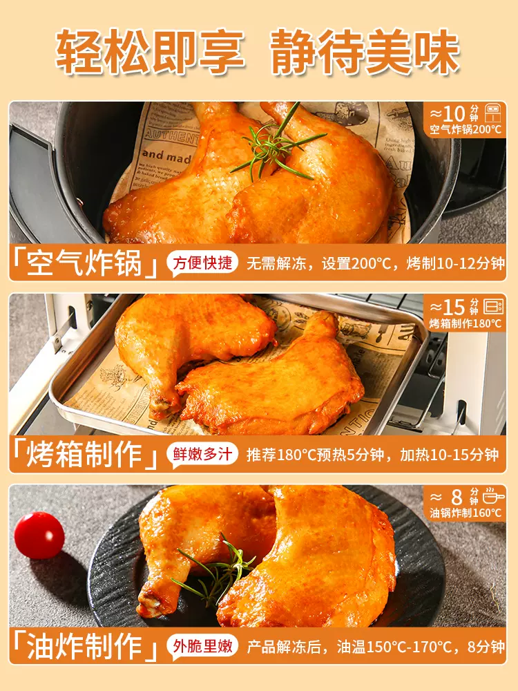 夏星 奥尔良战斧鸡腿手枪腿 200g*5个 39.9元包邮（需领券） 值值值-买手聚集的地方