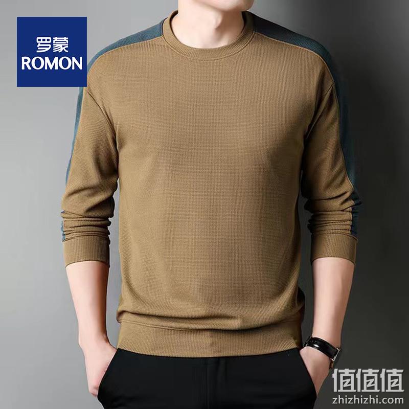 Romon 罗蒙 男士撞色圆领长袖上衣 四色 49.9元包邮（需用券） 值值值-买手聚集的地方