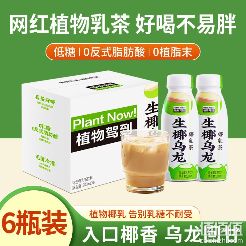 plant now 植物驾到 生椰乌龙网红奶茶 280ml*6瓶 19.9元包邮（需领券） 值值值-买手聚集的地方