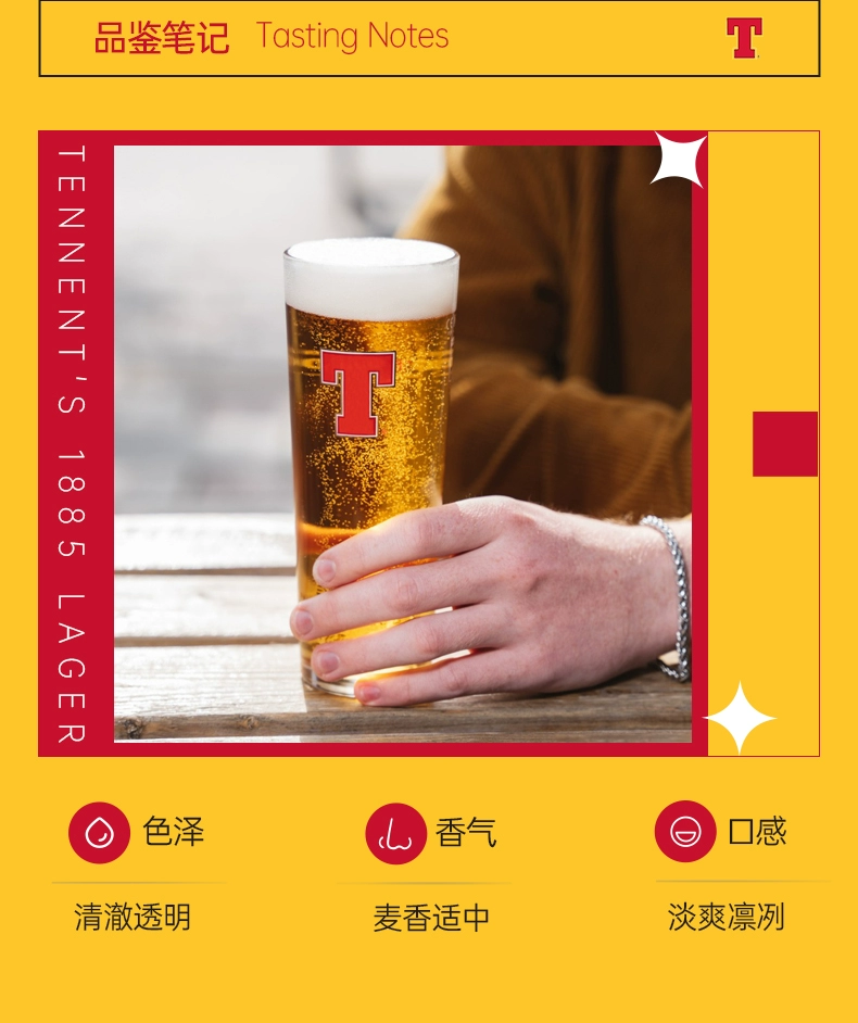 英国进口，Tennent's 替牌 醇正拉格啤酒 500mL*6听 新低35元包邮（12听/24听更划算） 值值值-买手聚集的地方