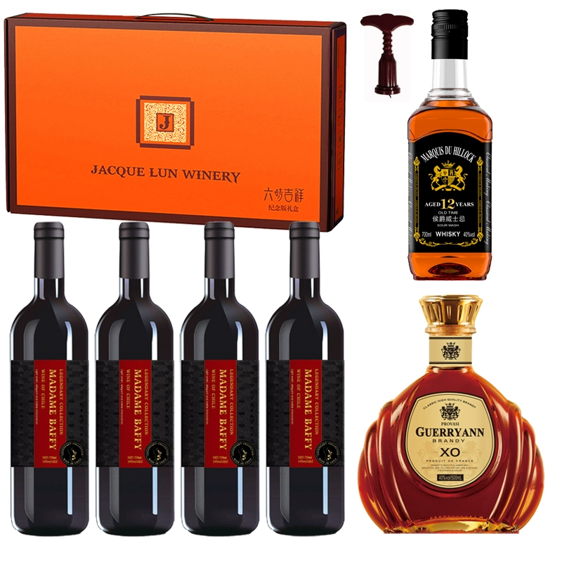 巴菲太太珍藏 2021限量款 智利美乐财富传奇干红葡萄酒750mL*4瓶+Guerryann XO白兰地*2瓶 礼盒装 198元包邮（需用券） 值值值-买手聚集的地方
