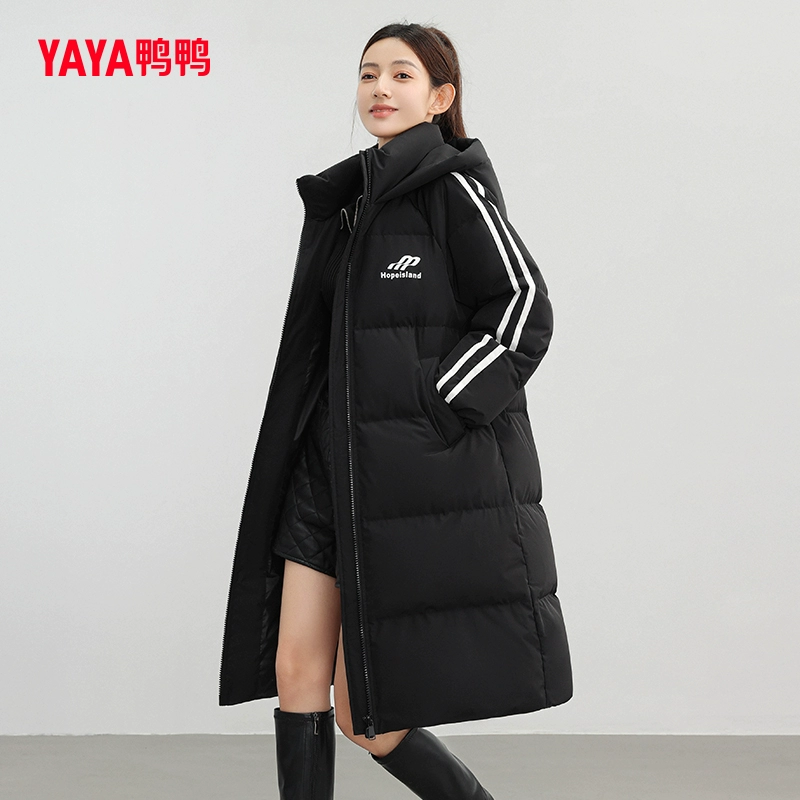 鸭鸭 2023秋冬新款女式长款韩版加厚保暖连帽羽绒服 4色 269元包邮（双重优惠） 值值值-买手聚集的地方