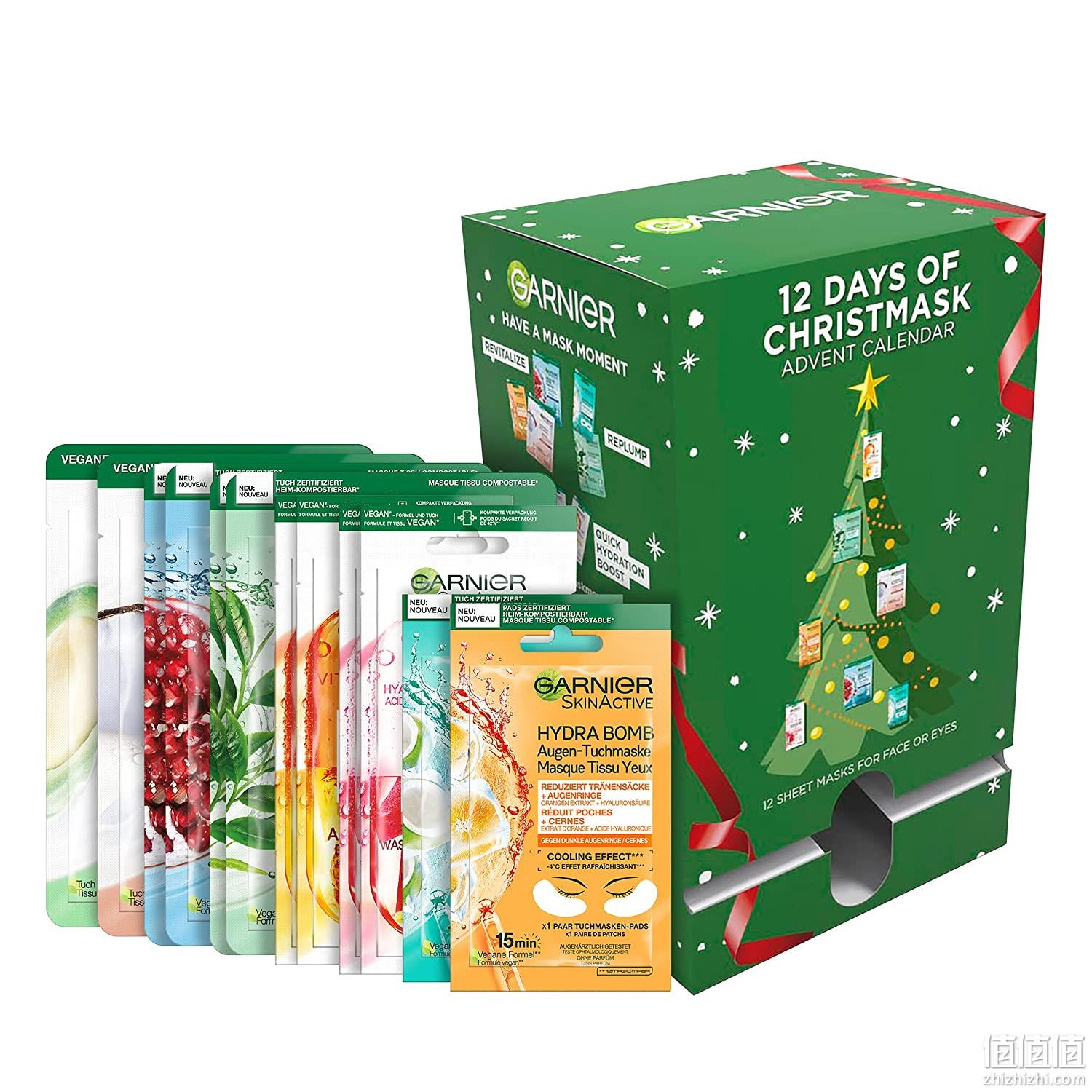 Garnier 卡尼尔 保湿亮白滋养面膜+眼膜圣诞日历组合 12片 新低99.2元（可3件92折） 值值值-买手聚集的地方