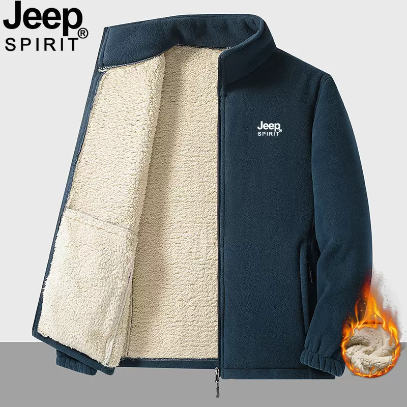 JEEP SPIRIT 2023秋季新款立领摇粒羊羔绒加厚外套 2款多色 79元包邮（需领券） 值值值-买手聚集的地方