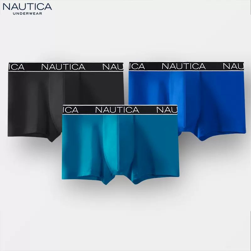 Nautica Underwear 诺帝卡 男士大织带LOGO平角内裤 3条装 60元包邮（需领券） 值值值-买手聚集的地方