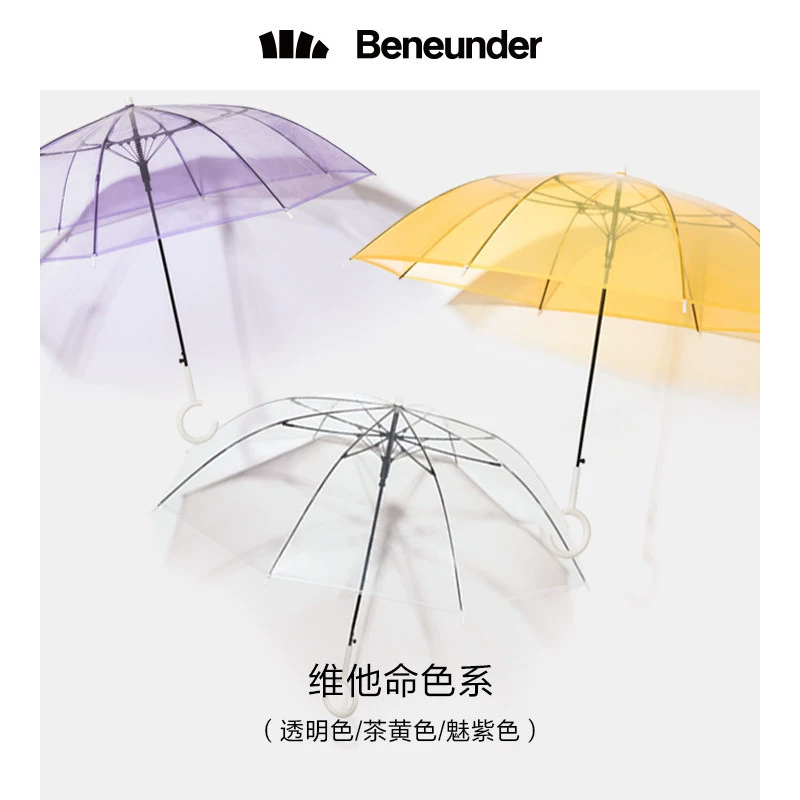 BENEUNDER 蕉下 BU9087 透彩系列 直柄透明雨伞 29元包邮（双重优惠） 值值值-买手聚集的地方