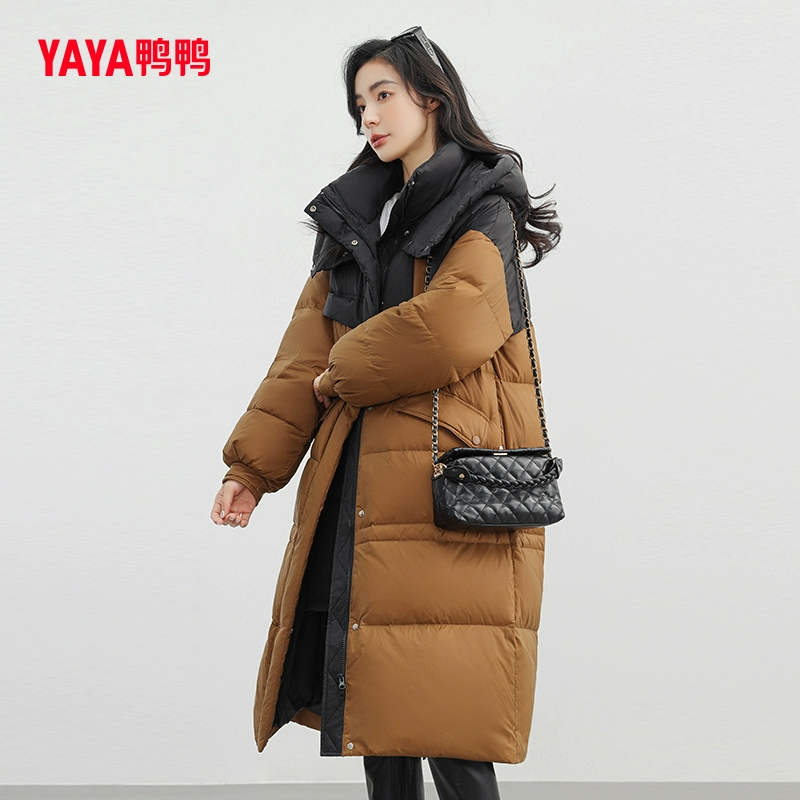 鸭鸭 2023秋冬新款女式长款韩版加厚保暖连帽羽绒服 5色 249元包邮（双重优惠） 值值值-买手聚集的地方