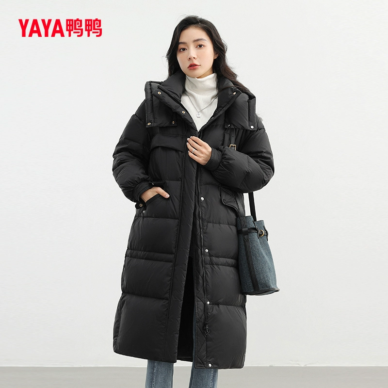 鸭鸭 2023秋冬新款女式长款韩版加厚保暖连帽羽绒服 5色 249元包邮（双重优惠） 值值值-买手聚集的地方