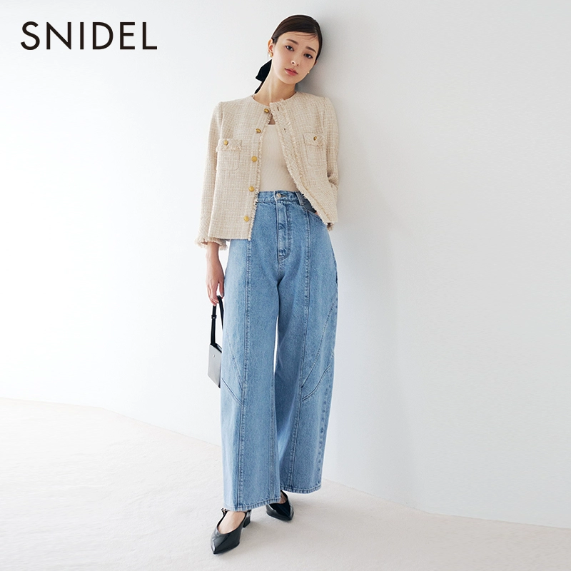 2023秋冬新品，Snidel 气质粗花呢金属扣小香风短外套SWFJ234086 新低591.38元（天猫旗舰店1470元） 值值值-买手聚集的地方