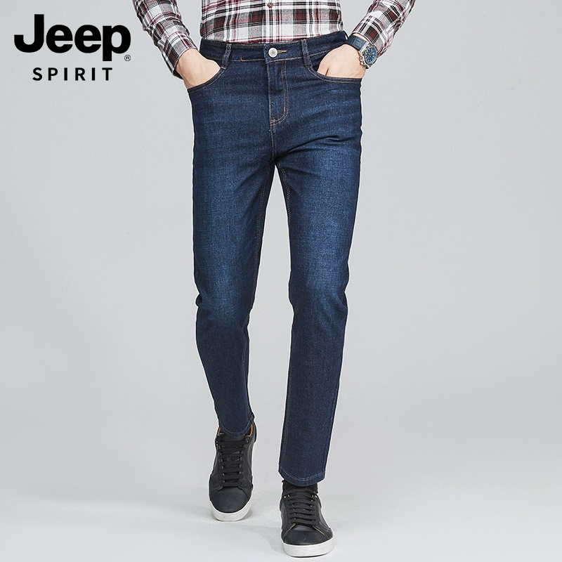 JEEP SPIRIT 2023秋季新款男式秋冬修身水洗直筒牛仔裤 多色 59元包邮（加绒款69元） 值值值-买手聚集的地方