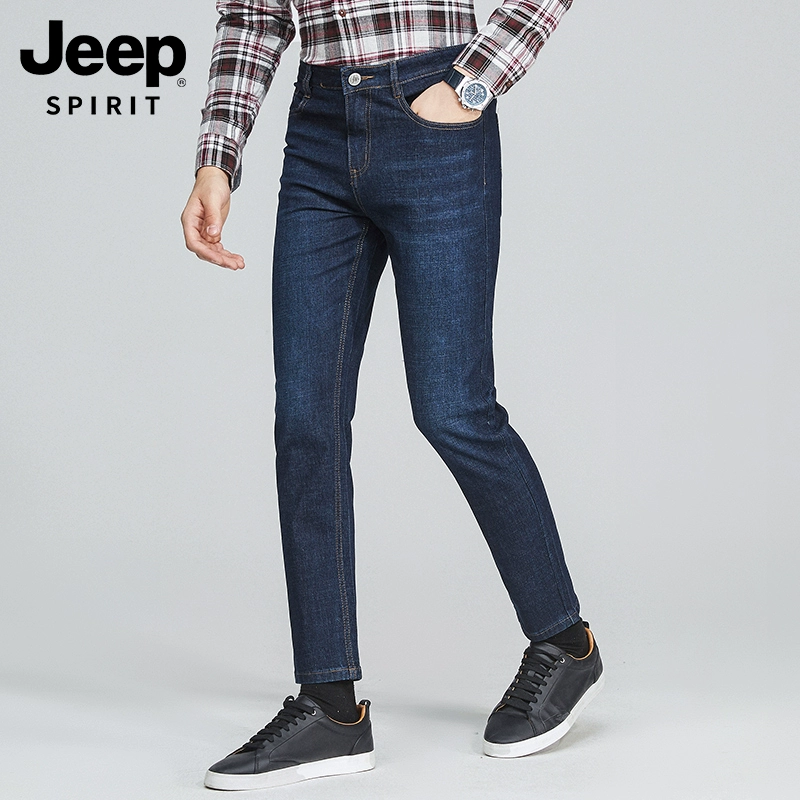JEEP SPIRIT 2023秋季新款男式秋冬修身水洗直筒牛仔裤 多色 59元包邮（加绒款69元） 值值值-买手聚集的地方