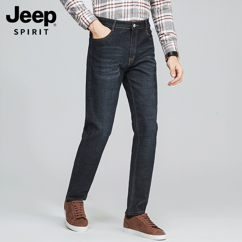 JEEP SPIRIT 2023秋季新款男式秋冬修身水洗直筒牛仔裤 多色 59元包邮（加绒款69元） 值值值-买手聚集的地方
